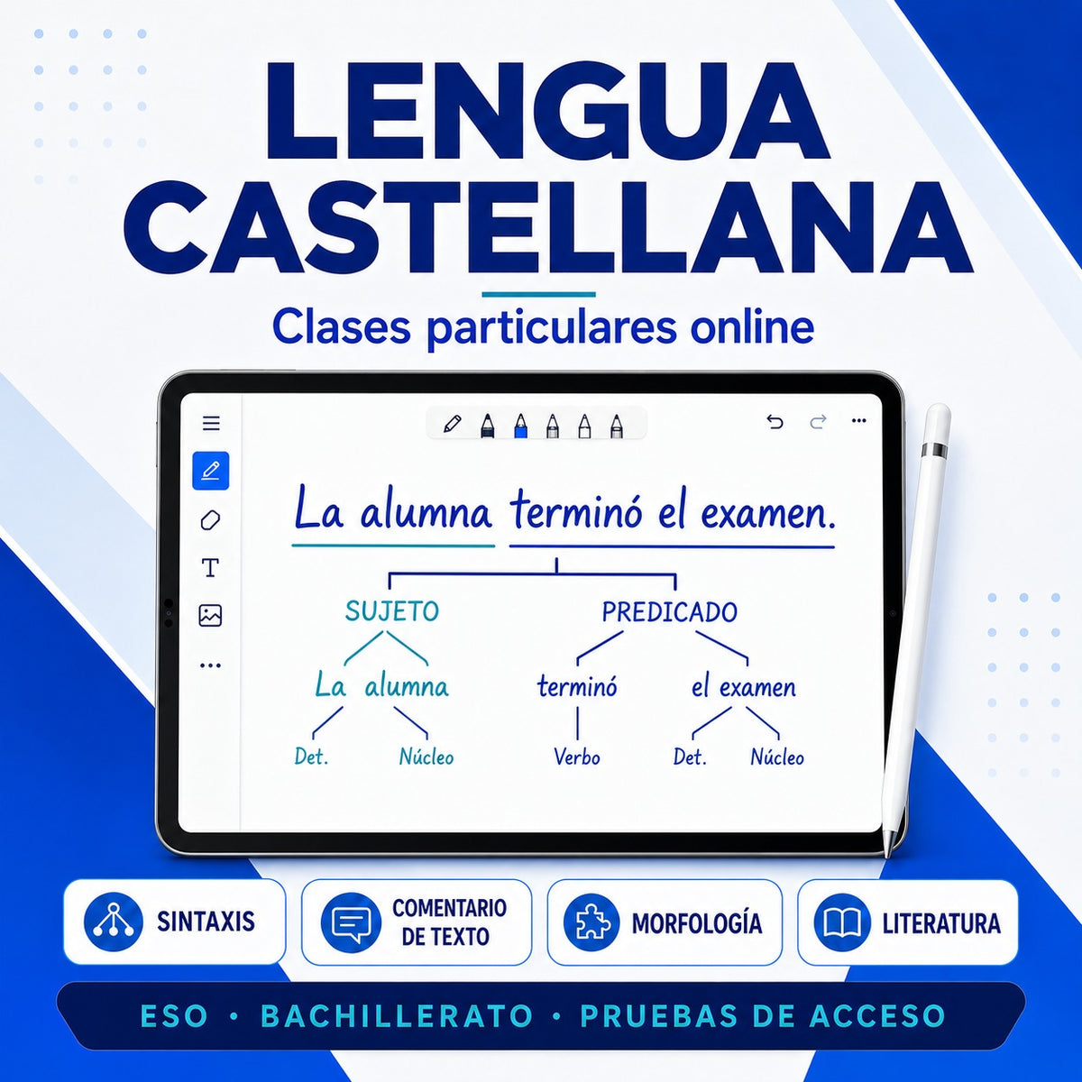 Clases particulares de lengua castellana: Sintaxis, comentario, morfología y literatura.