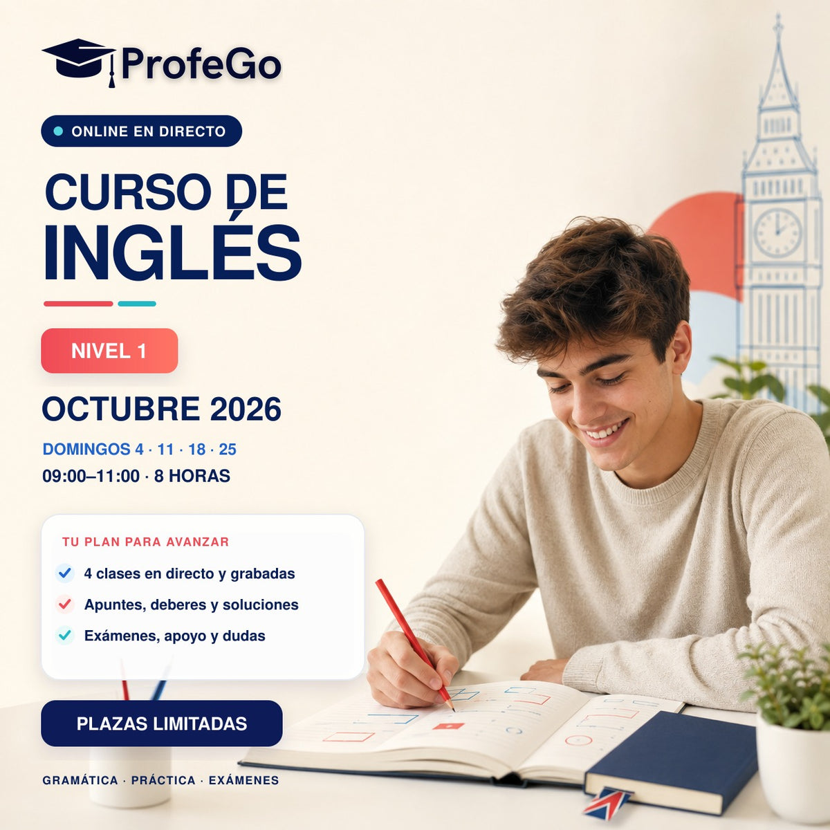 Curso de Inglés Nivel 1 de ProfeGo Academy, octubre de 2026