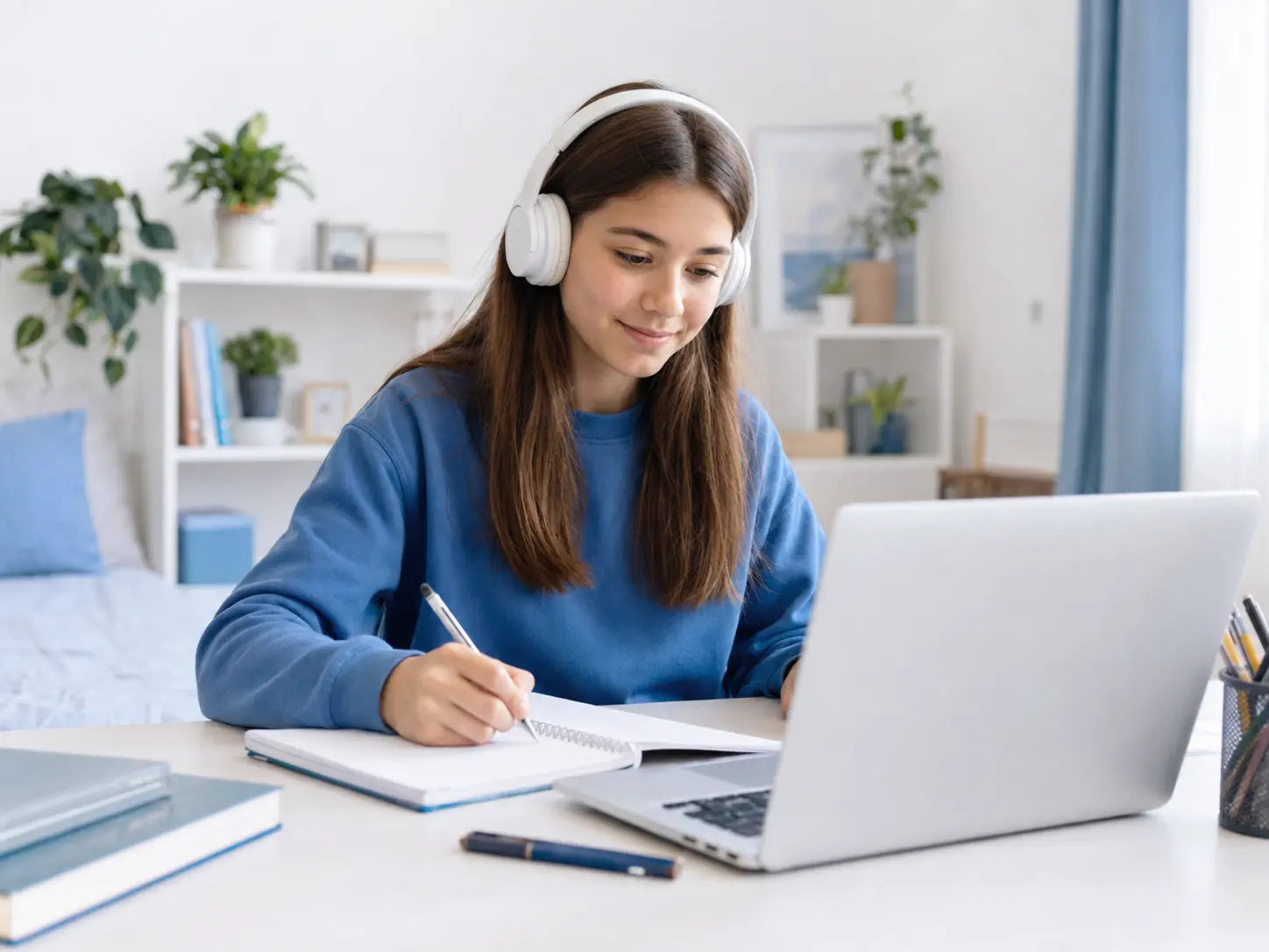 Alumna de ESO estudiando en una clase particular online de ProfeGo Academy
