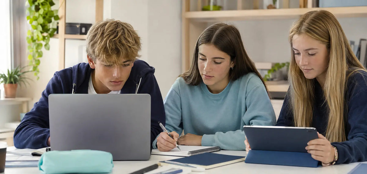 Alumnos de Bachillerato estudiando en una clase online de ProfeGo Academy